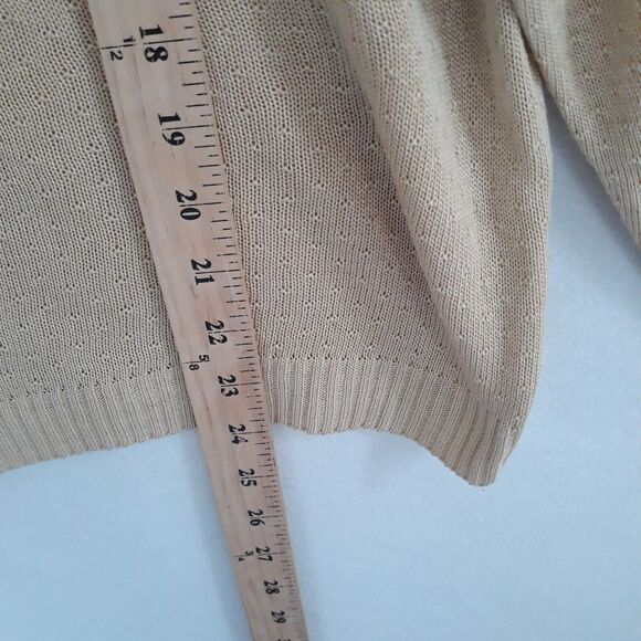 Haband Sweater Women Large Beige Pullover Knit Lace Detail Neck Sleeve Vtg - Picture 7 of 10